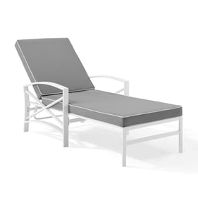 Crosley Kaplan White Gray Outdoor Chaise Lounge