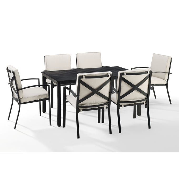 Crosley Kaplan Oil Rubbed Bronze Oatmeal Fabric 7pc Outdoor Dining Set CRSL-KO60020BZ-OL