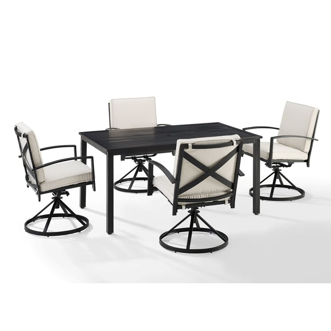 Crosley Kaplan Oil Rubbed Bronze Oatmeal 5pc Outdoor Dining Set with Swivel Chair CRSL-KO60021BZ-OL