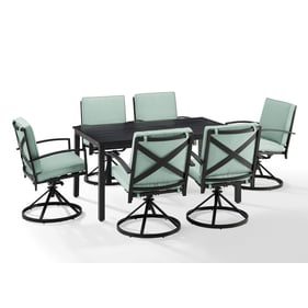 Crosley Kaplan Oil Rubbed Bronze Mist 7pc Outdoor Dining Set with Swivel Ch...