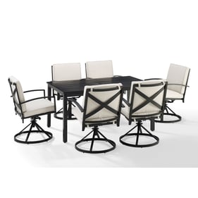 Crosley Kaplan Oil Rubbed Bronze Oatmeal 7pc Outdoor Dining Set with Swivel...