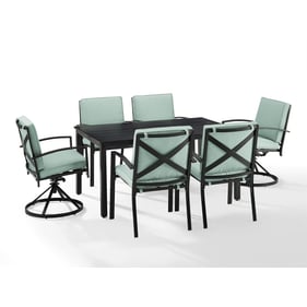 Crosley Kaplan Oil Rubbed Bronze Mist 7pc Outdoor Dining Set with Regular C...