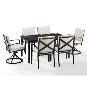 Crosley Kaplan Oil Rubbed Bronze Oatmeal 7pc Outdoor Dining Set with Regula...