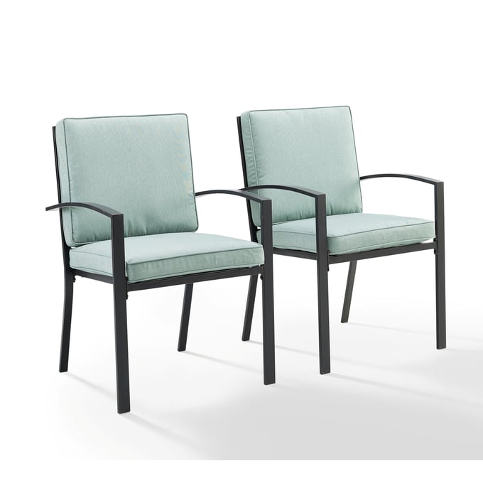 2 Crosley Kaplan Oil Rubbed Bronze Mist Outdoor Dining Chairs CRSL-KO60025BZ-MI