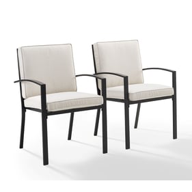 2 Crosley Kaplan Oil Rubbed Bronze Oatmeal Outdoor Dining Chairs