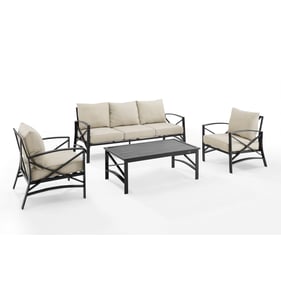 Crosley Kaplan Oil Rubbed Bronze Oatmeal 4pc Outdoor Patio Seating Set