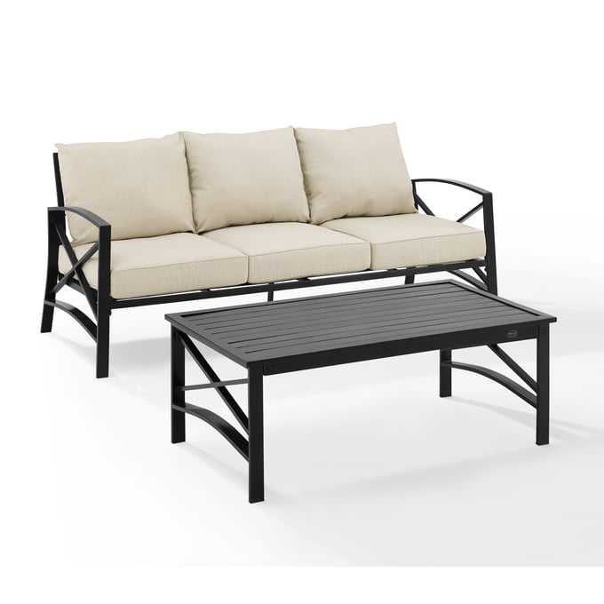 Crosley Kaplan Oil Rubbed Bronze Oatmeal 2pc Outdoor Sofa and Coffee Table Set CRSL-KO60029BZ-OL