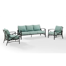 Crosley Kaplan Oil Rubbed Bronze Mist 3pc Outdoor Patio Seating Set