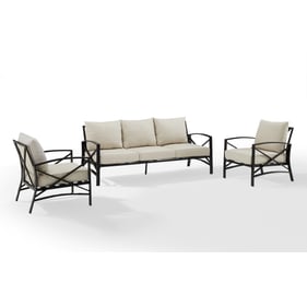 Crosley Kaplan Oil Rubbed Bronze Oatmeal 3pc Outdoor Patio Seating Set