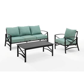 Crosley Kaplan Oil Rubbed Bronze Mist 3pc Outdoor Patio Seating Set with Co...