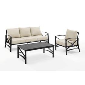 Crosley Kaplan Oil Rubbed Bronze Oatmeal 3pc Outdoor Patio Seating Set with...