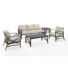 Crosley Kaplan Oil Rubbed Bronze Oatmeal 5pc Outdoor Patio Set with Side Ta...