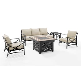 Crosley Kaplan Oil Rubbed Bronze Oatmeal 5pc Outdoor Set with Fire Table