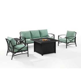 Crosley Kaplan Oil Rubbed Bronze Mist 5pc Outdoor Set with Dante Fire Table