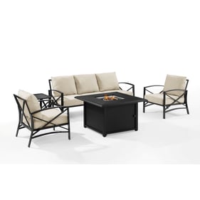 Crosley Kaplan Oil Rubbed Bronze Oatmeal 5pc Outdoor Set with Dante Fire Ta...