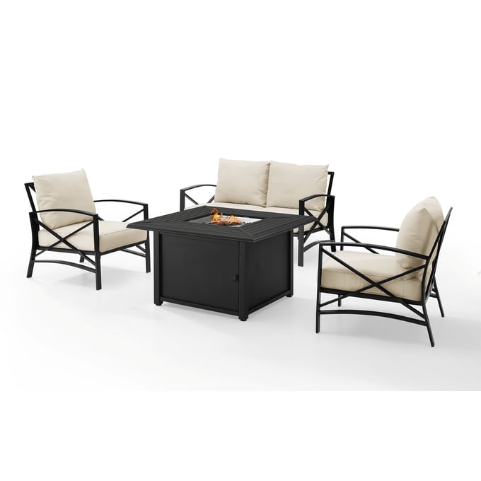 Crosley Kaplan Oil Rubbed Bronze Oatmeal 4pc Outdoor Set with Dante Fire Table CRSL-KO60037BZ-OL