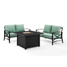 Crosley Kaplan Oil Rubbed Bronze Mist 3pc Outdoor Set with Dante Fire Table