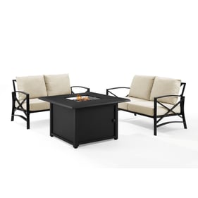 Crosley Kaplan Oil Rubbed Bronze Oatmeal 3pc Outdoor Set with Dante Fire Ta...