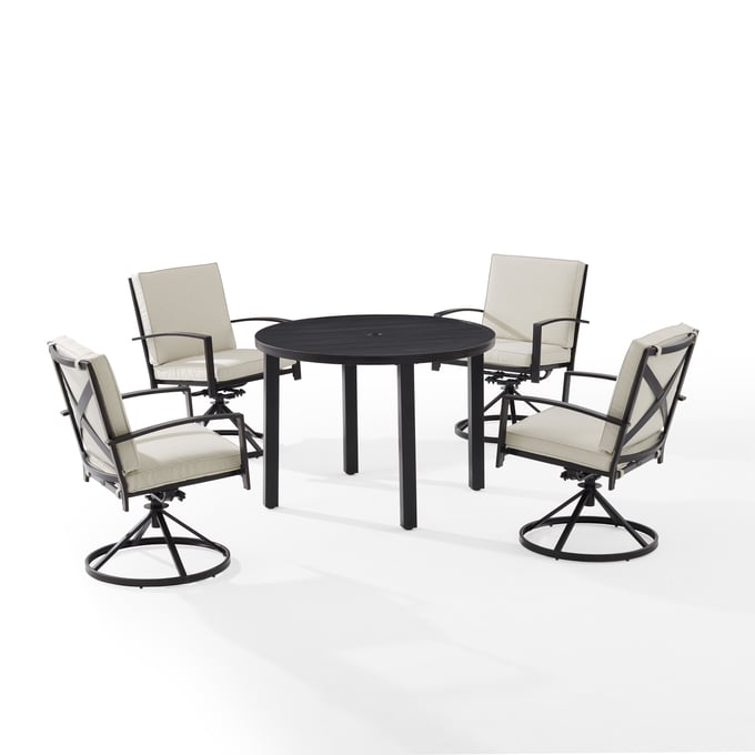 Crosley Kaplan Oatmeal 5pc Round Outdoor Dining Set with Swivel Chair CRSL-KO60042BZ-OL