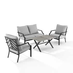 Crosley Otto Gray 4pc Outdoor Loveseat Patio Furniture Set