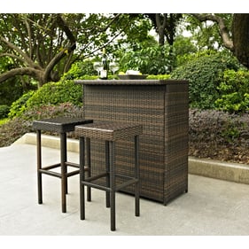 Crosley Palm Harbor Brown 3pc Outdoor Bar Set