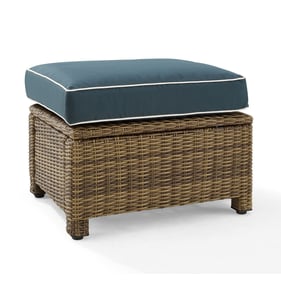 Crosley Bradenton Weathered Brown Navy Outdoor Ottoman