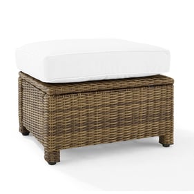 Crosley Bradenton Weathered Brown White Sunbrella Outdoor Ottoman