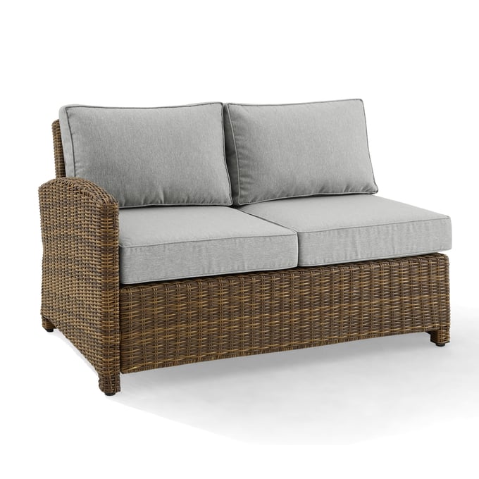 Crosley Bradenton Weathered Brown Gray Outdoor Sectional Left Side Loveseat CRSL-KO70016WB-GY