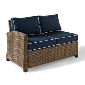 Crosley Bradenton Weathered Brown Navy Outdoor Sectional Left Side Loveseat