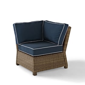 Crosley Bradenton Weathered Brown Navy Outdoor Sectional Corner Chair