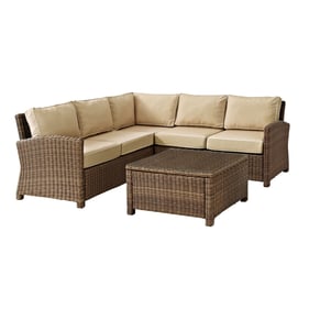 Crosley Bradenton Weathered Brown Sand 4pc Outdoor Sectional Patio Set