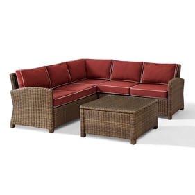 Crosley Bradenton Weathered Brown Sangria 4pc Outdoor Sectional Patio Set