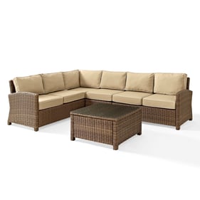 Crosley Bradenton Weathered Brown Sand 5pc Outdoor Sectional Patio Set