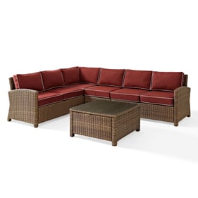 Crosley Bradenton Weathered Brown Sangria 5pc Outdoor Sectional Patio Set