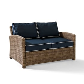 Crosley Bradenton Weathered Brown Navy Outdoor Loveseat