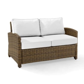 Crosley Bradenton Weathered Brown White Sunbrella Outdoor Loveseat