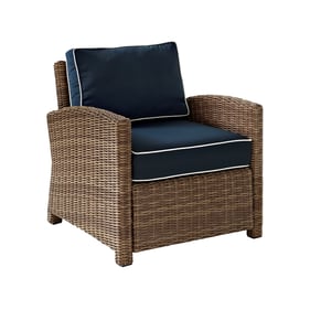 Crosley Bradenton Weathered Brown Navy Outdoor Chair