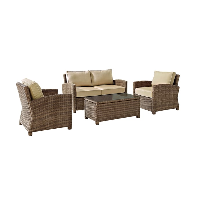 Crosley Bradenton Weathered Brown Sand 4pc Outdoor Patio Set CRSL-KO70024WB-SA