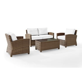 Crosley Bradenton Weathered Brown White Sunbrella 4pc Outdoor Patio Set