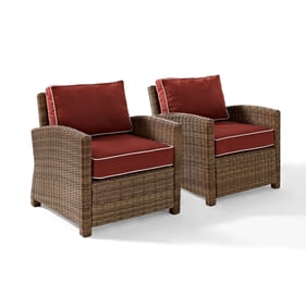 2 Crosley Bradenton Weathered Brown Sangria Outdoor Armchairs