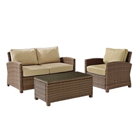 Crosley Bradenton Weathered Brown Sand 3pc Outdoor Patio Set