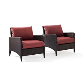 2 Crosley Kiawah Brown Sangria Outdoor Armchairs