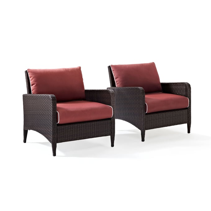 2 Crosley Kiawah Brown Sangria Outdoor Armchairs CRSL-KO70030BR-SG