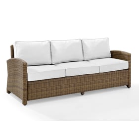 Crosley Bradenton Weathered Brown White Sunbrella Outdoor Sofa