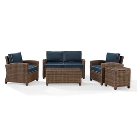 Crosley Bradenton Weathered Brown Navy 5pc Outdoor Patio Set