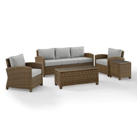 Crosley Bradenton Weathered Brown Gray 5pc Outdoor Patio Set with Sofa