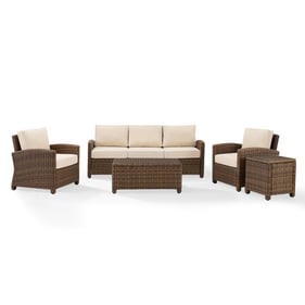 Crosley Bradenton Weathered Brown Sand 5pc Outdoor Patio Set with Sofa