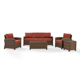 Crosley Bradenton Weathered Brown Sangria 5pc Outdoor Patio Set with Sofa