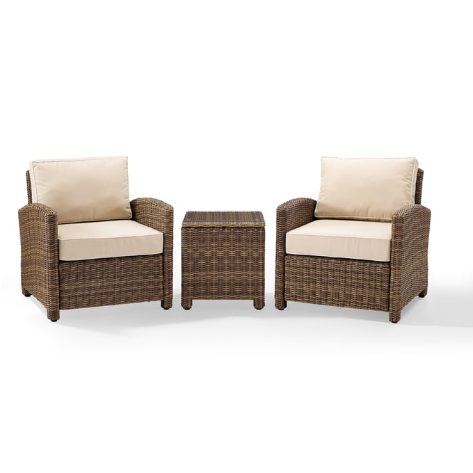 Crosley Bradenton Weathered Brown Sand 3pc Outdoor Seating Set CRSL-KO70052WB-SA