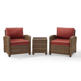 Crosley Bradenton Weathered Brown Sangria 3pc Outdoor Seating Set